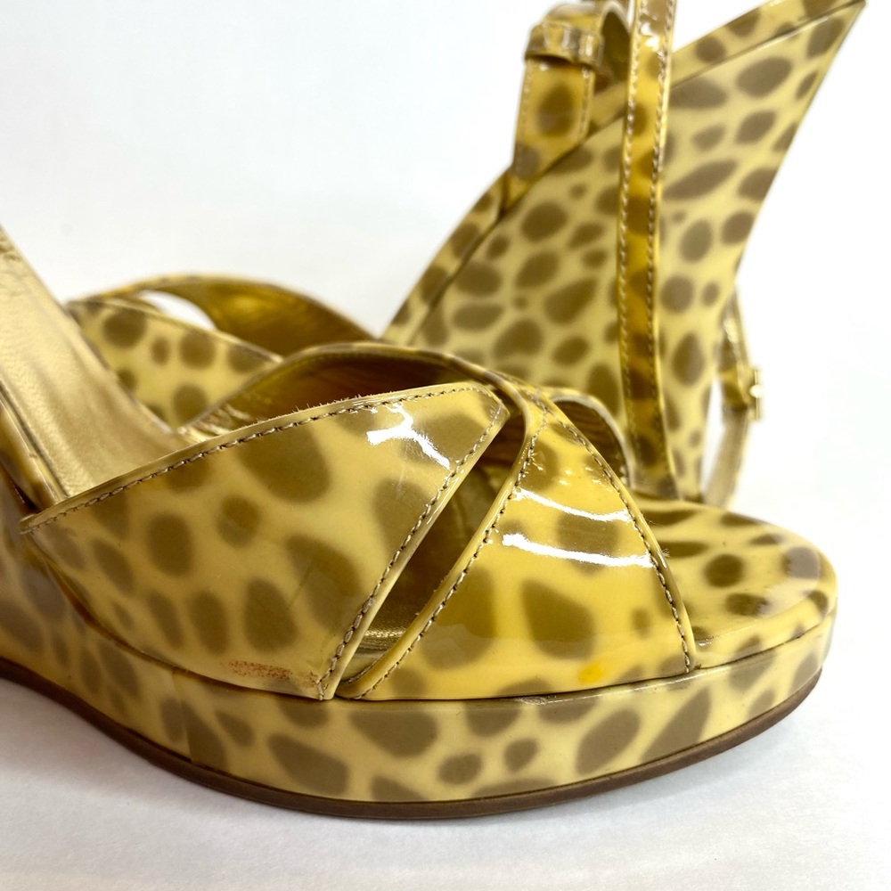 Kate Spade Cheetah Print Patent Leather Wedge Sandals - Picture 4 of 8